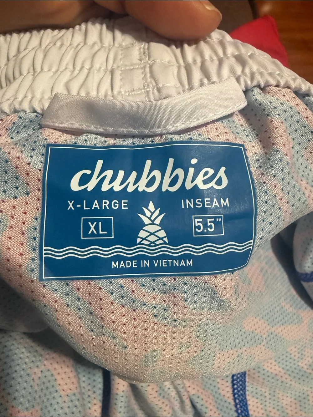 chubbies Red, Blue & White Colorblock Swim Trunks